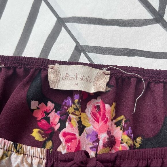 Altar'd State Cattle Skull Western Print Floral Cropped Flowy Blouse - Picture 4 of 4